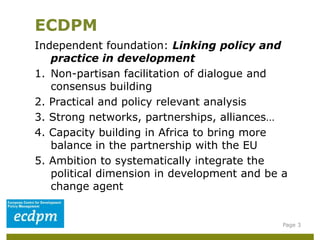 Politics and power in international development the potential role of ...