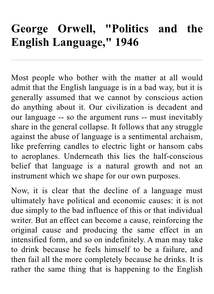 Politics and the english language essay