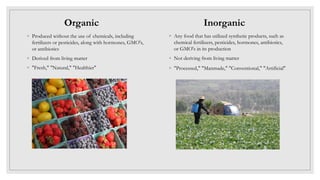 Organic vs. Inorganic Foods: Are there health benefits associated with inorganic products?