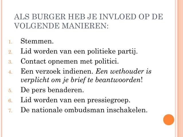 Politieke invloed | PPT