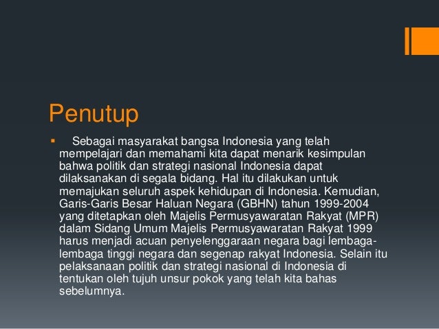 Politik dan strategi nasional