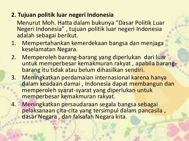 Pokok pokok politik luar negeri indonesia