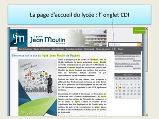 La page d’accueil du lycée : l’ onglet CDI
 