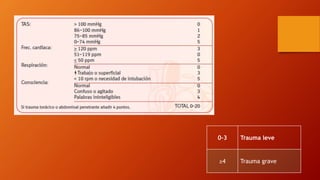 0-3 Trauma leve
≥4 Trauma grave
 