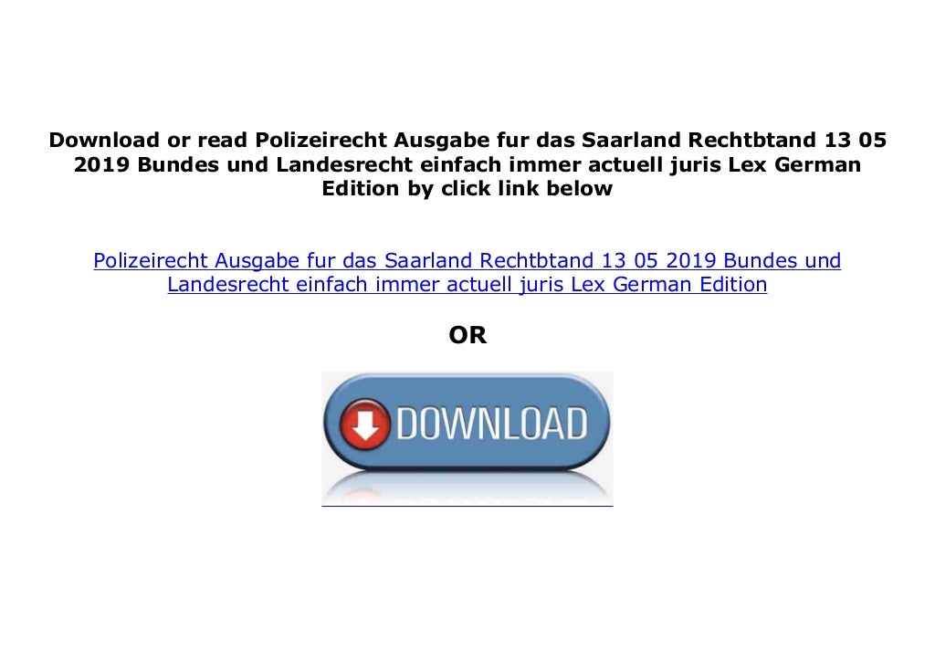 pdf$@@ Polizeirecht Ausgabe fur das Saarland Rechtbtand 13 05 2019 Bu…