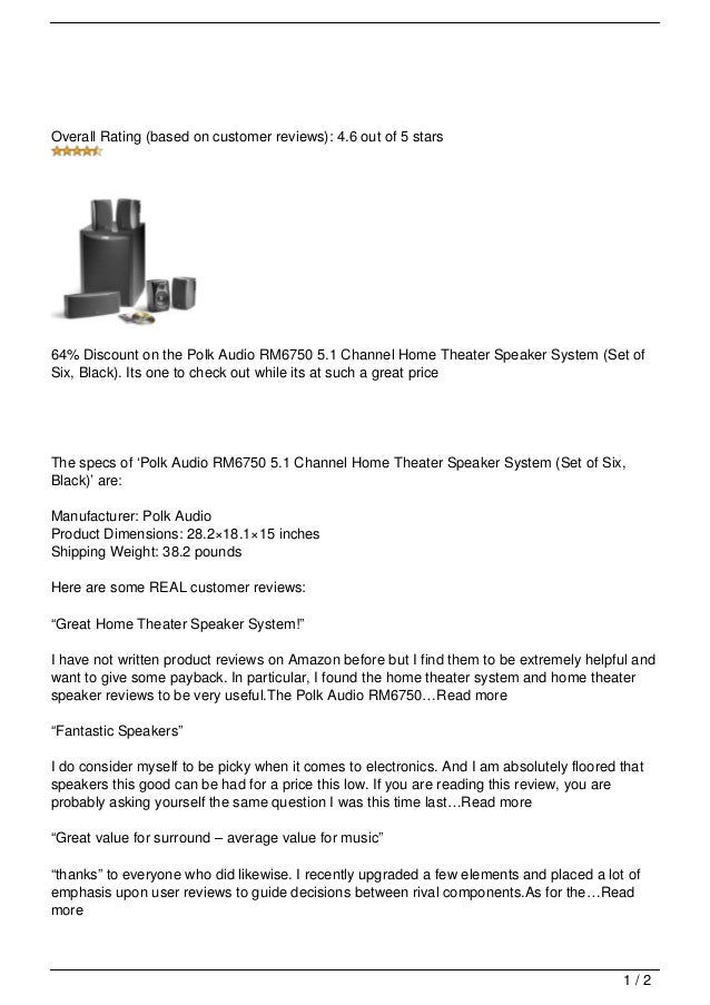 polk audio rm6750 5.1 home theatre speaker system