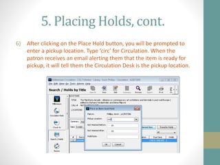 library circulation department manual with web stuff | PPTX
