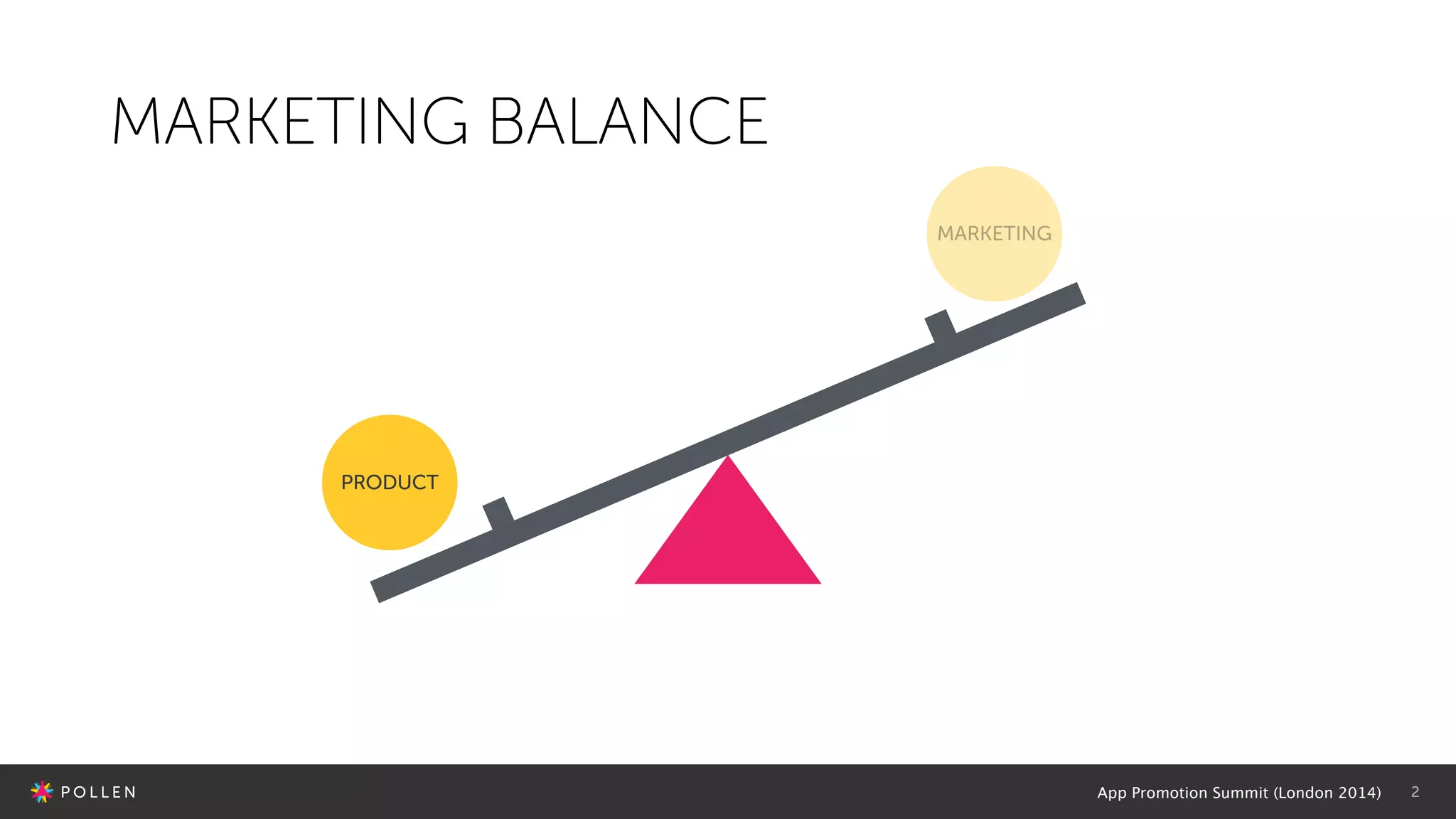 App Promotion Summit (London 2014) 2
MARKETING BALANCE
PRODUCT
MARKETING