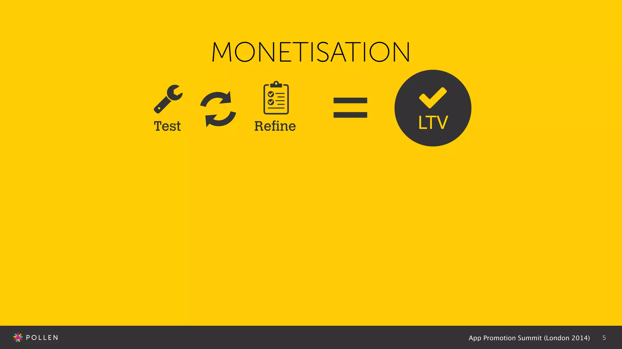 App Promotion Summit (London 2014) 5
MONETISATION
Test Refine