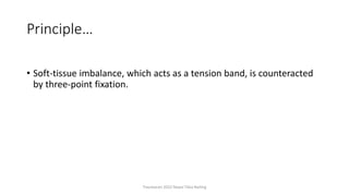 Principle…
• Soft-tissue imbalance, which acts as a tension band, is counteracted
by three-point fixation.
Traumacon 2022 Nepal Tibia Nailing
 