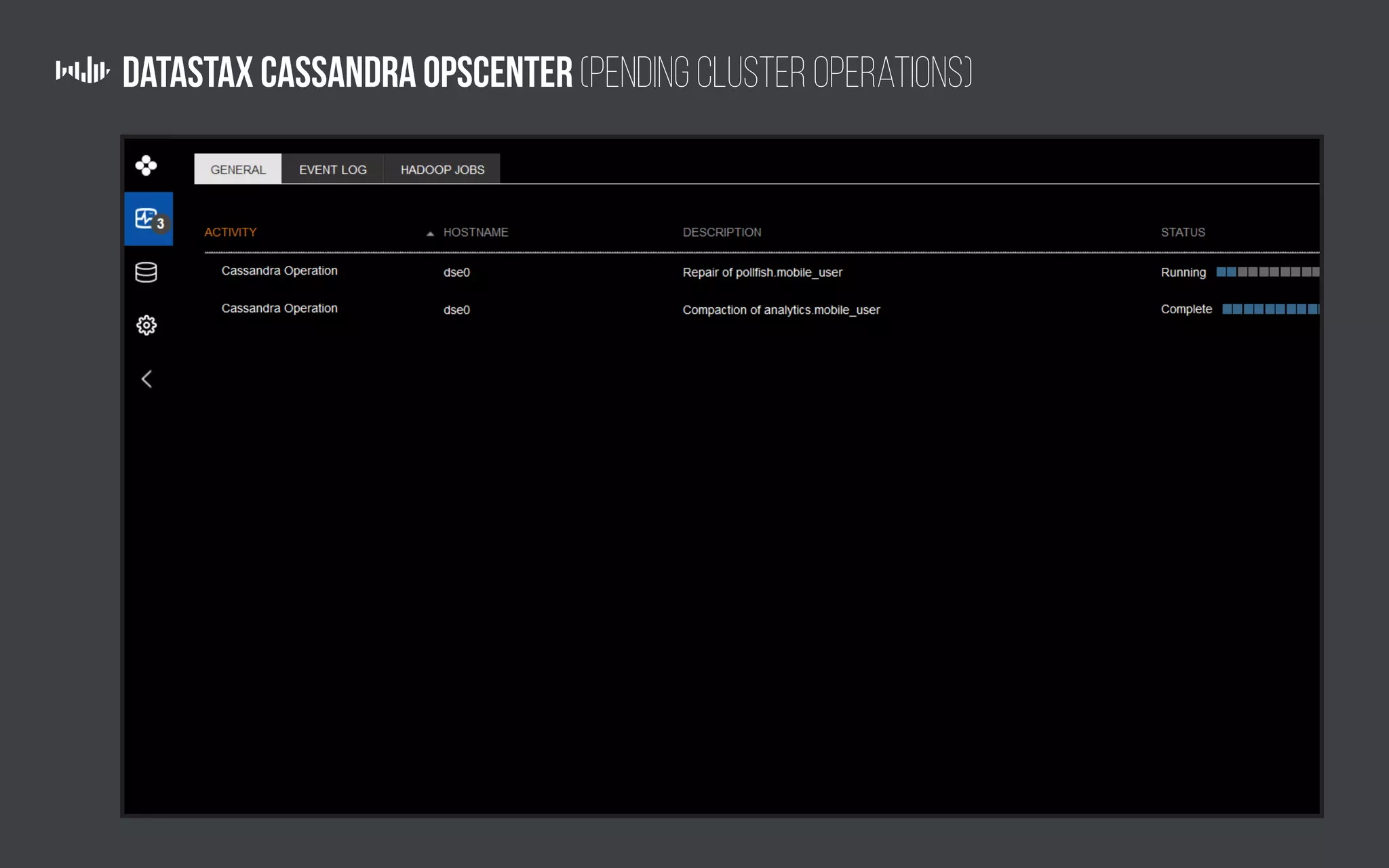 Datastax Cassandra Opscenter (Pending cluster operations)
 