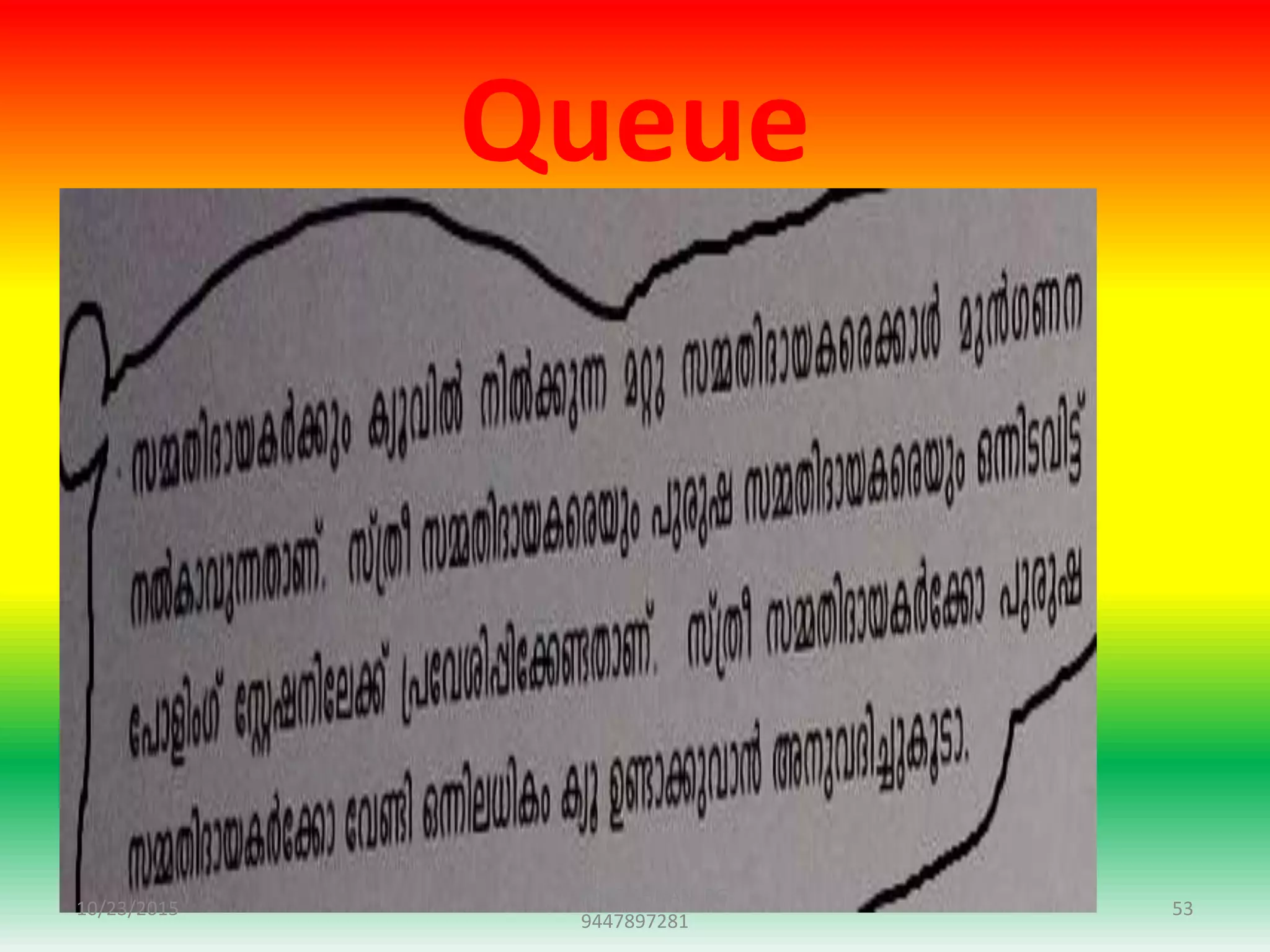 Queue
10/23/2015 53
RADHAKRISHNAN PG
9447897281
 