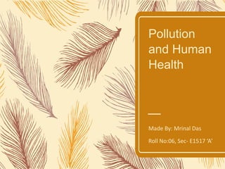 Pollution
and Human
Health
Made By: Mrinal Das
Roll No:06, Sec- E1517 ‘A’
 