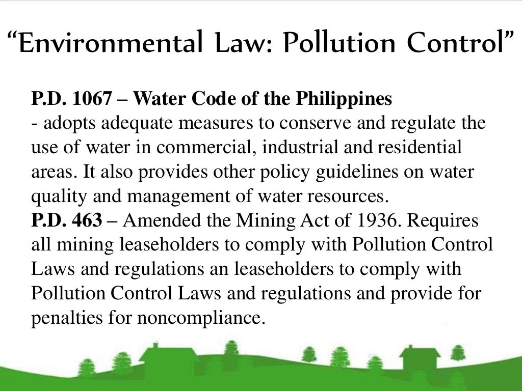 Pollution and Environmental Law Pollution Control in the Philippines