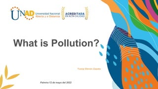 What is Pollution?
Yusep Steven Zapata
Palmira 12 de mayo del 2022
 