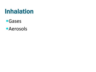Inhalation
Gases
Aerosols
 