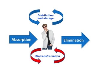 Distribution
              and storage




Absorption                       Elimination


             Biotransfromation
 