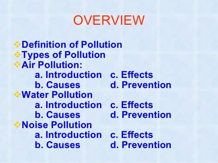 What are some causes of personal pollution?