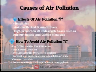 Causes of Air Pollution
💠Effects Of Air Pollution ???
- Industries
- Automobile And Domestic Fuels
- High proportion Of Un...