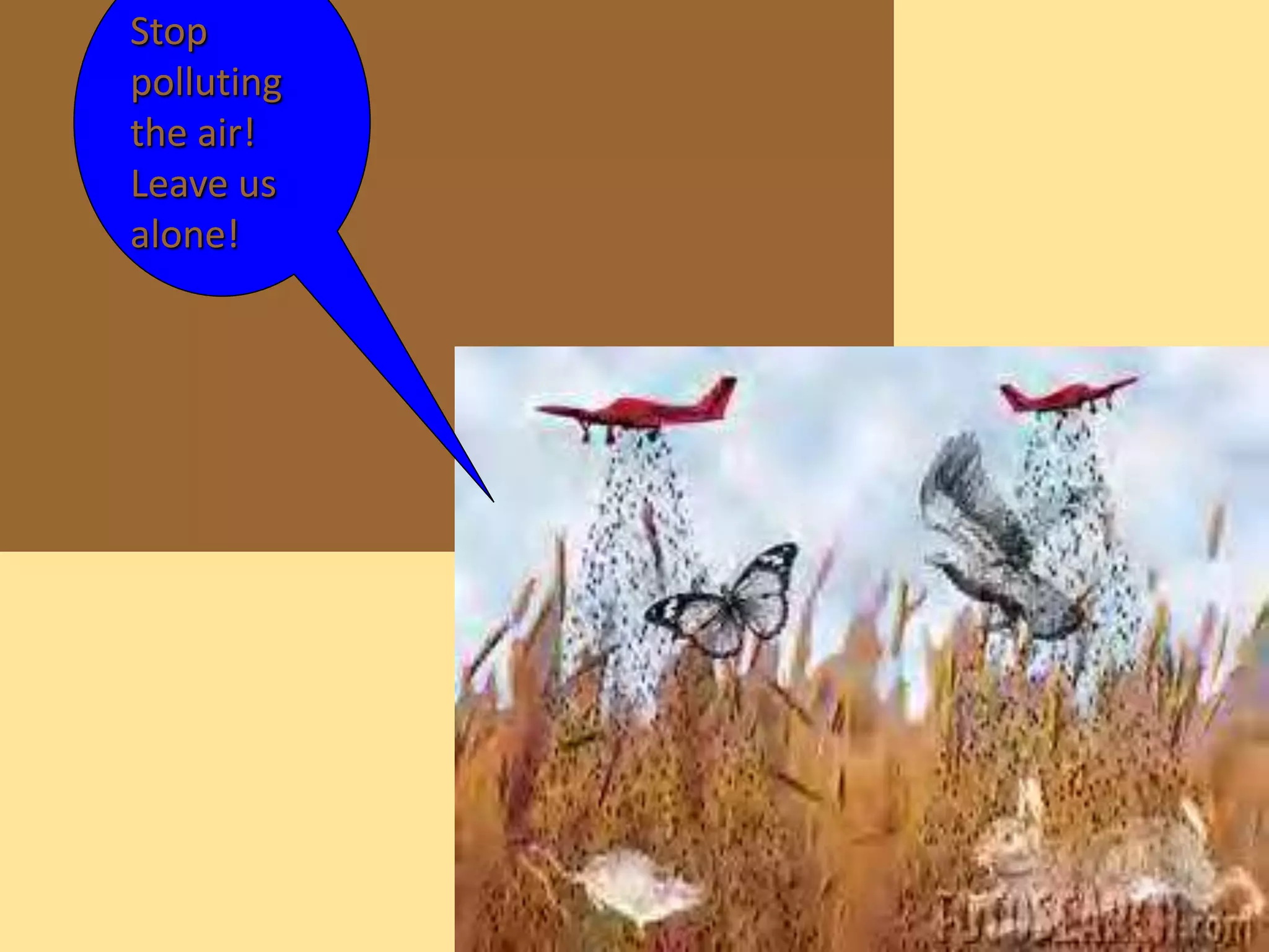 9 
Stop 
polluting 
the air! 
Leave us 
alone! 
 