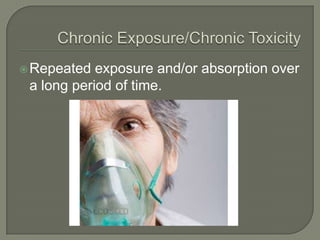 Chronic Exposure/Chronic ToxicityRepeated exposure and/or absorption over a long period of time.
