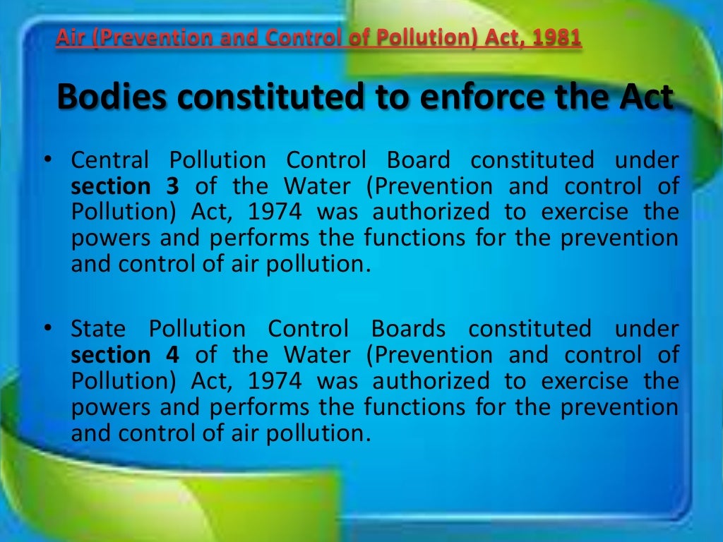 Air (prevention & control of pollution) Act 1981