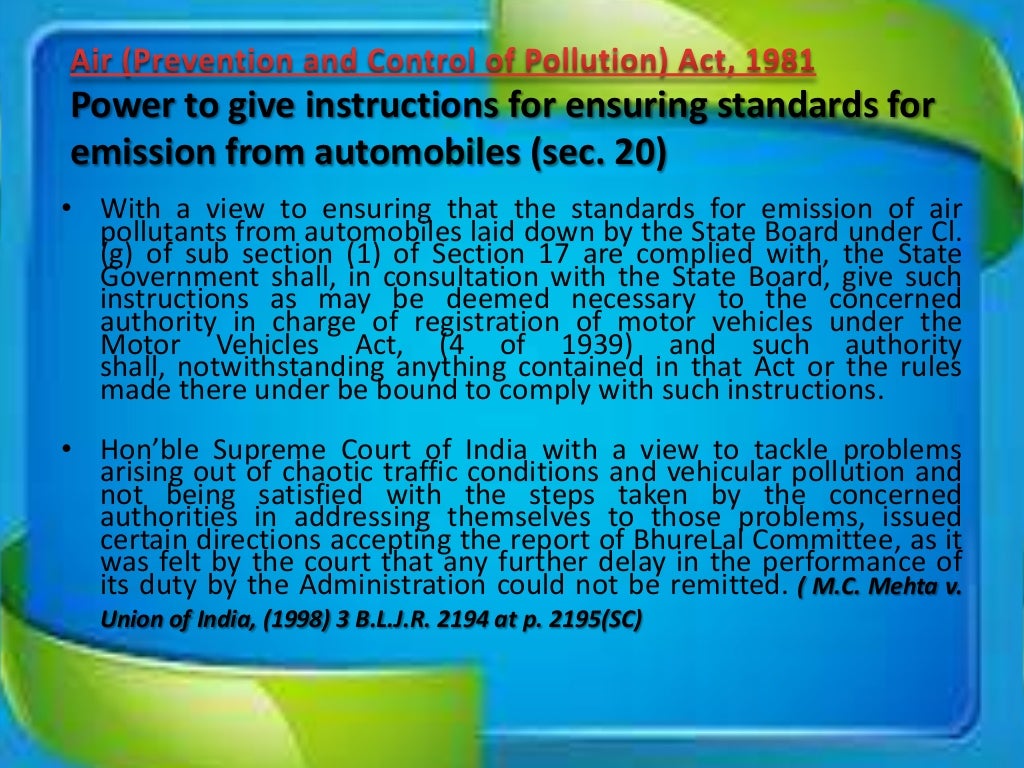 Air (prevention & control of pollution) Act 1981