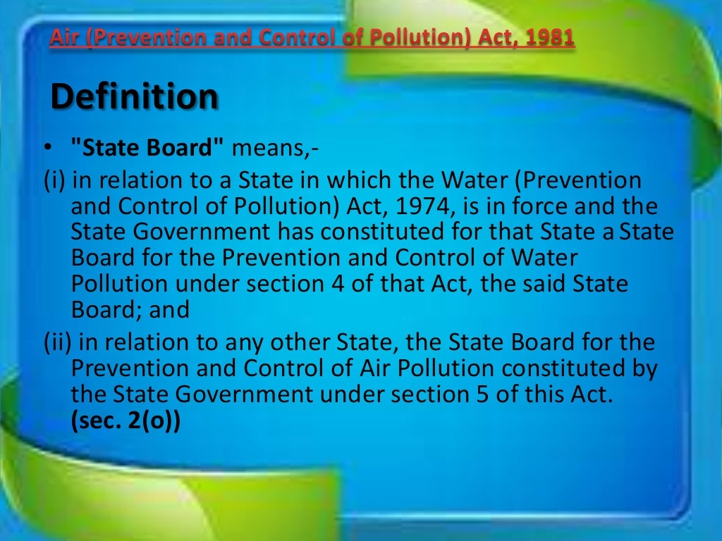 Air (prevention & control of pollution) Act 1981
