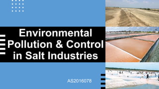 Environmental
Pollution & Control
in Salt Industries
AS2016078
 