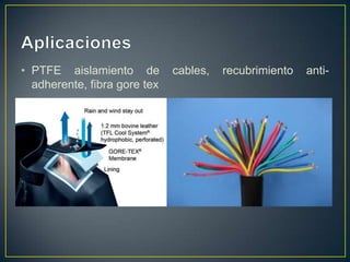 • PTFE aislamiento de cables, recubrimiento anti-
adherente, fibra gore tex
 