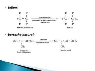  teflon:
 borracha natural:
 