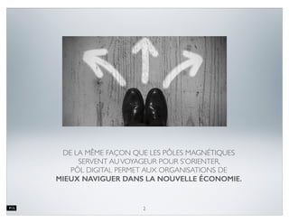 LES PRESSIONS DE L’ENVIRONNEMENT POUSSENT
LES ENTREPRISES À BOUGER CONSTAMMENT
2
Volatilité Les marchés bougent en moyenne tous les 10 jours
Incertitude
Le plan stratégique quinquennal a vécu, impossible de savoir
si le plan à 12 mois sera viable
Complexité
L’entreprise est un système ouvert où les interdépendances
entre les acteurs sont nombreuses et complexes
Ambiguité
La certitude sur le résultat des grands investissements laisse
place à l’expérimentation et à l’itération rapide
Fin de cycles
Les modèles d’affaires changent au proﬁt de modèles
innovants plus ouverts et offrant plus de valeur aux clients
Individualité
L’individu veut être reconnu pour ce qu’il est, et exister dans
un groupe dont il partage la raison d’être et l’objectif
 