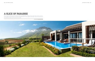 132   polo +10 world 4th chukka                                                                                               4th chukka polo +10 world   133




A slice of paradise
When Laurence Graff acquired the Delaire Estate near Stellenbosch in 2003, he had a clear vision of what he wanted
to do: create one of the world’s top locations for gastronomy, art, wine, gardens and design. He put his heart and soul
into realising his dream over the course of six years.

                                                                                           photography Delaire Graff Estate
 