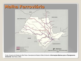 MMaallhhaa FFeerrrroovviiáárriiaa 
Fonte: Governo do Estado de São Paulo, Secretaria de Estado d Meio Ambiente. Informações Básicas para o Planejamento 
Ambiental. São Paulo, 2002. 
 