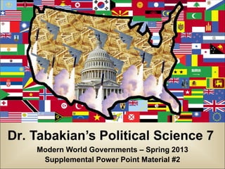 Dr. Tabakian’s Political Science 7
    Modern World Governments – Spring 2013
     Supplemental Power Point Material #2
 