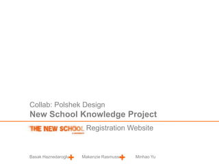 Collab: Polshek Design New School Knowledge Project Registration Website + + Basak Haznedaroglu           Makenzie Rasmussen          Minhao Yu 