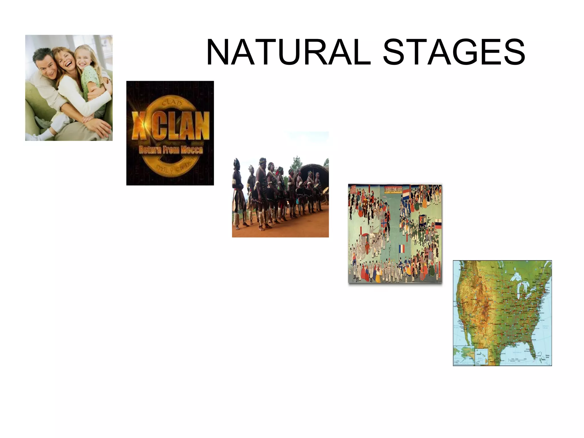 NATURAL STAGES


FAMILY

         CLAN



                  TRIBE


                          NATION




                                   STATE
 