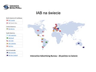IAB na świecie Interactive Advertising Bureau - 26 państw na świecie 