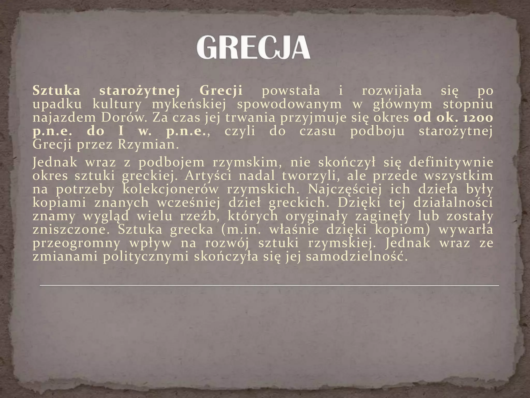 Sztuka starożytnej Grecji i Rzymu | PPTX
