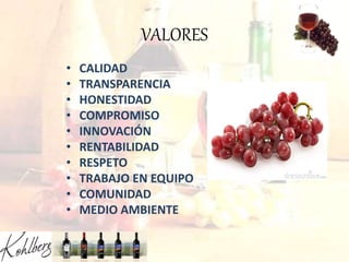 VALORES
• CALIDAD
• TRANSPARENCIA
• HONESTIDAD
• COMPROMISO
• INNOVACIÓN
• RENTABILIDAD
• RESPETO
• TRABAJO EN EQUIPO
• COMUNIDAD
• MEDIO AMBIENTE
 