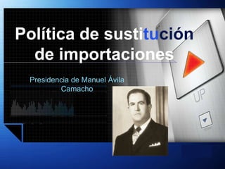 Política de sustitución
  de importaciones
 Presidencia de Manuel Ávila
         Camacho




                               LOGO
 