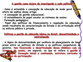 Políticas e Gestão da Educação Básica no Brasil - UFGD - 2010