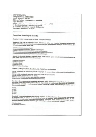 provas- Política social-saúde-habitação 