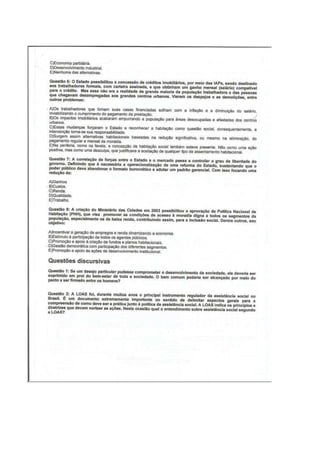 provas- Política social-saúde-habitação 