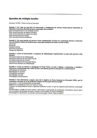 provas- Política social-saúde-habitação 