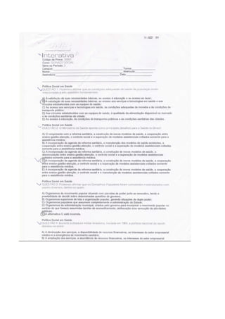 provas- Política social-saúde-habitação 