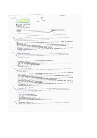 provas- Política social-saúde-habitação 