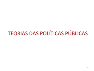 TEORIAS DAS POLÍTICAS PÚBLICAS
20
 
