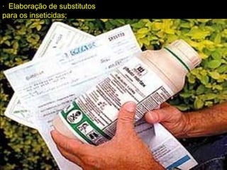 · Elaboração de substitutos
para os inseticidas;
 