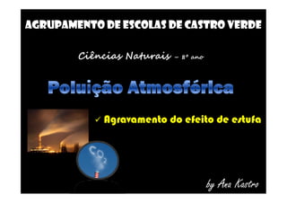 AGRUPAMENTO DE ESCOLAS DE CASTRO VERDE
Ciências Naturais – 8º ano
 Agravamento do efeito de estufa
by Ana Kastro
 